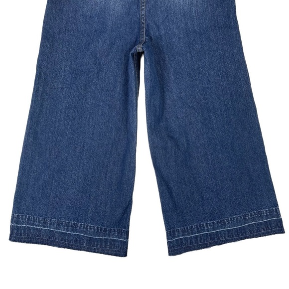 Free People Jeans Womens 25 Dusk to Dawn Wide Leg Raw Hem Crop Boho Hippie Retro - Picture 7 of 9